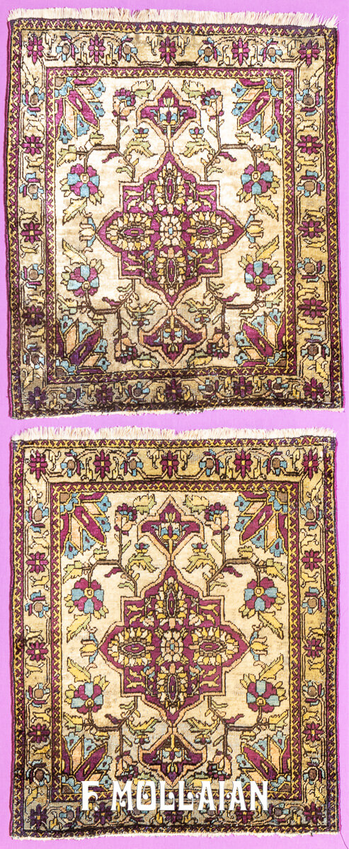 Tapis Rare Kashan Mohasham Qajar, Paire et en Soie n°:304180-725604